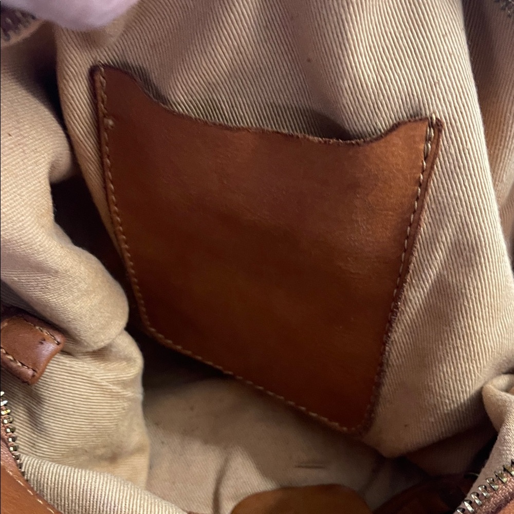 Sundance Cognac Brown Leather Handbag with Mini Pouch - Picture 11 of 11